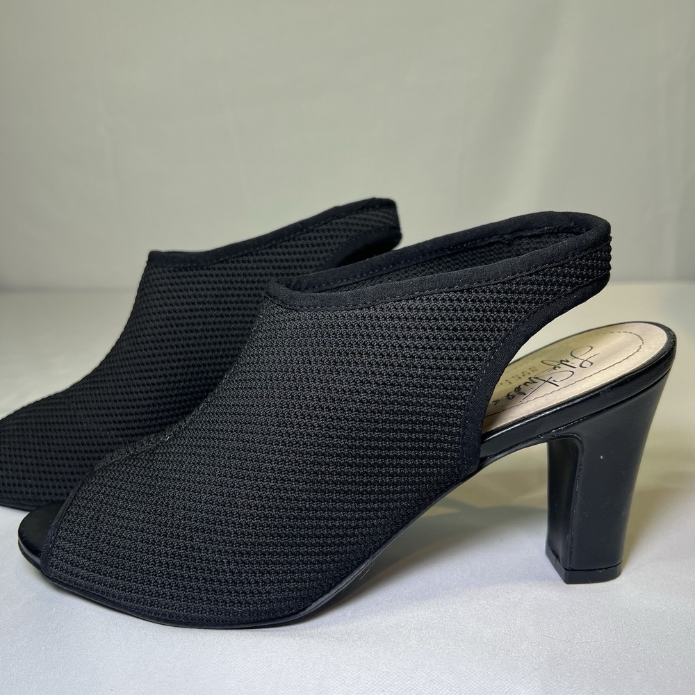 Lifestride Women's Sz 9 Afton Slingback Peep Toe Pump, Black Fly Knit - Picture 2 of 6